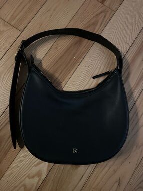 Banana Republic Black Leather Crescent Shoulder Bag adjustable with gold buckle